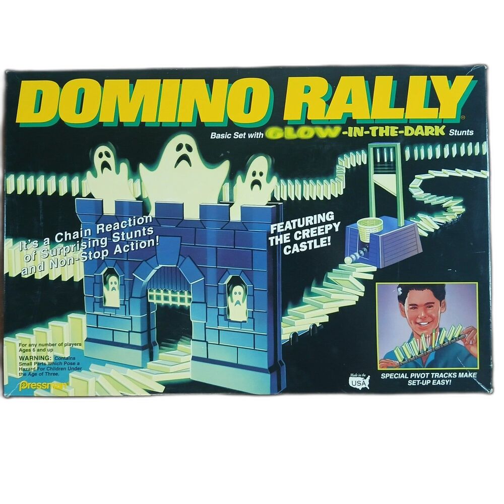Domino Rally Glow in the Dark Stunts Complete Vintage Pressman Game Set